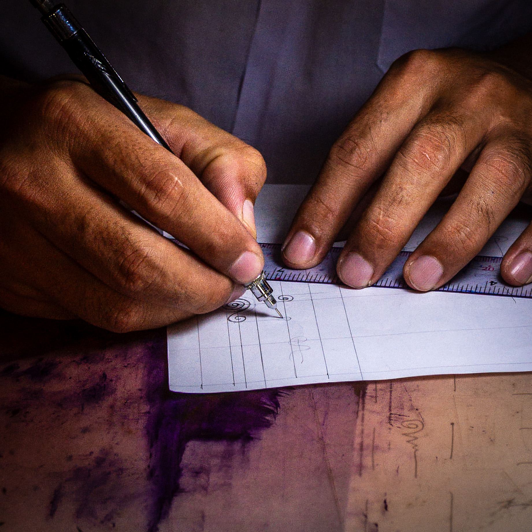 Drafting a yant design by hand